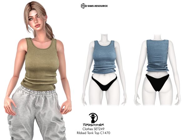 Stylish Ribbed Tank Top and Jogger Set by Turksimmer 1 Stylish Ribbed Tank Top and Jogger Set by Turksimmer Sims 4 CC