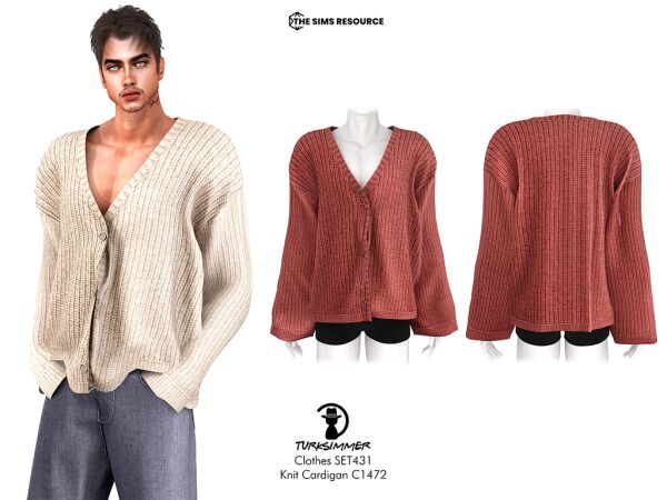 Stylish Knit Cardigan and Wide-Leg Trousers Set 1 Stylish Knit Cardigan and Wide-Leg Trousers Set Sims 4 CC