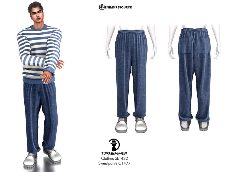 Stylish Sweatshirt and Sweatpants Set by Turksimmer 2 sims 4 cc clothes set432 sweatshirt c1476 and sweatpants c1477 by turksimmer 2