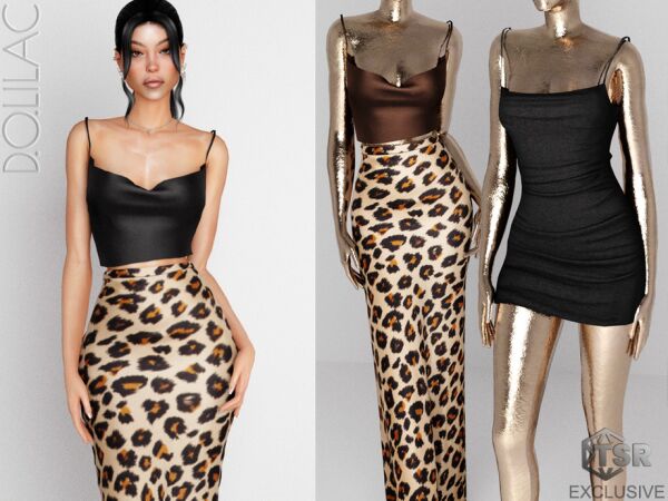 Cowl Neck Satin Crop Top DO0378 1 Cowl Neck Satin Crop Top DO0378 Sims 4 CC