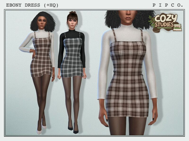 Cozy Studies – Ebony Dress 1 Cozy Studies – Ebony Dress Sims 4 CC