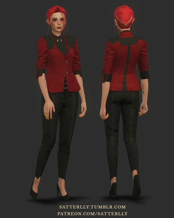 Cyberpunk 2077 - V's Arasaka Corpo Office Suit 1 Cyberpunk 2077 – V’s Arasaka Corpo Office Suit Sims 4 CC