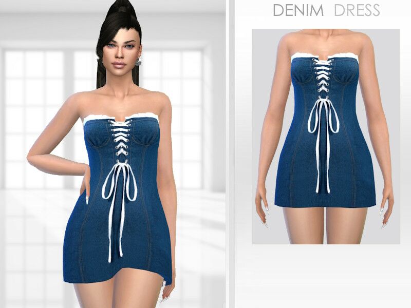Stylish Denim Dress for Female Sims 1 Stylish Denim Dress for Female Sims Sims 4 CC