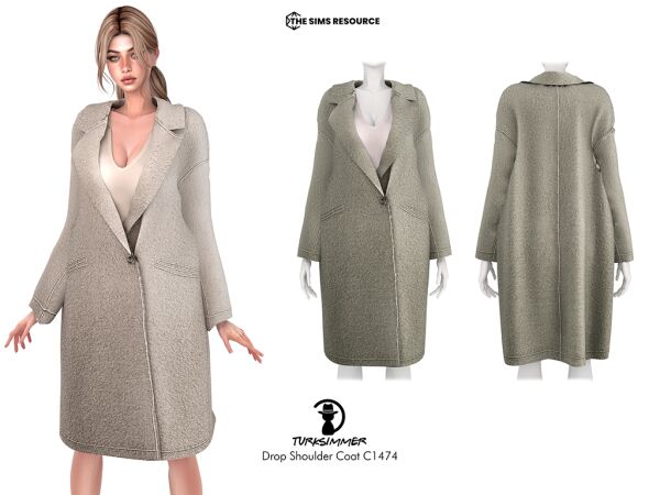 Stylish Drop Shoulder Coat C1474 1 Stylish Drop Shoulder Coat C1474 Sims 4 CC