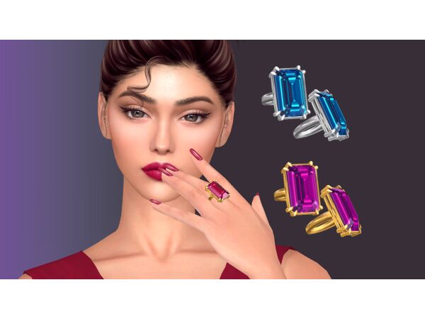 Emerald Cut Cocktail Ring by NataliS 1 Emerald Cut Cocktail Ring by NataliS Sims 4 CC
