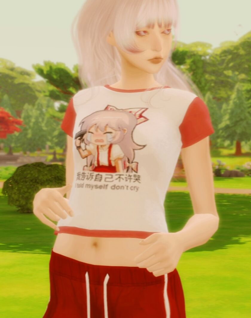 Emoting Mokou TEE - Recolor Collection 2 sims 4 cc emoting mokou tee recolour 3