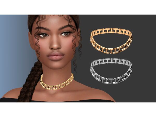 Stylish Faceted Metal Letters Choker 1 Stylish Faceted Metal Letters Choker Sims 4 CC