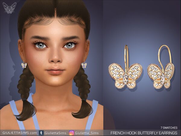Adorable French Hook Butterfly Earrings for Kids 1 Adorable French Hook Butterfly Earrings for Kids Sims 4 CC