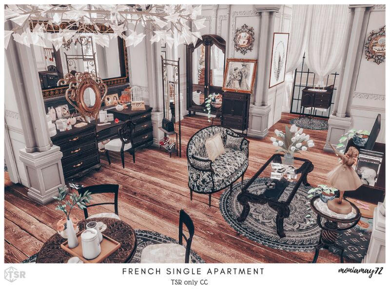 Charming French Single Apartment CC 12 sims 4 cc french single apartment tsr only cc by moniamay72 2