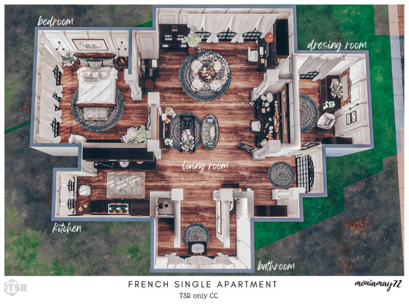 Charming French Single Apartment CC 5 sims 4 cc french single apartment tsr only cc by moniamay72 9