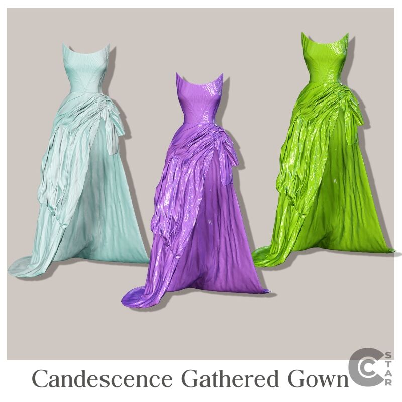 Gathered Cotton-Blend Gown 2 sims 4 cc gathered cotton blend gown cool content star 2