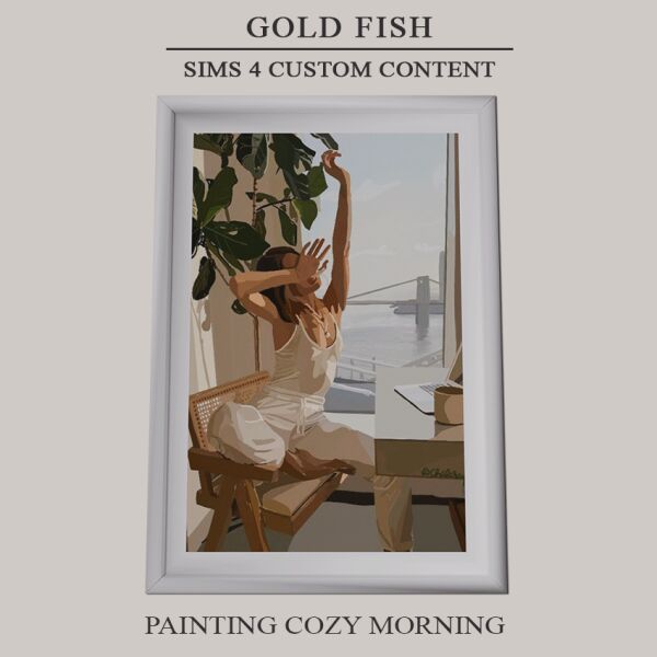 Goldfish Painting Cozy Morning 1 Goldfish Painting Cozy Morning Sims 4 CC