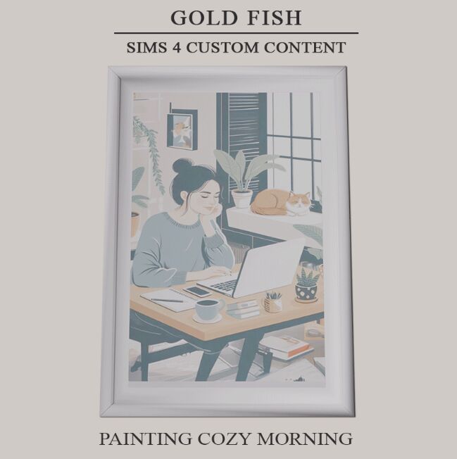 Goldfish Painting Cozy Morning 3 sims 4 cc goldfish painting cozy morning 3