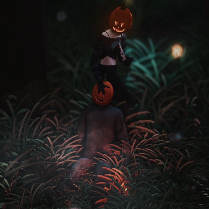Halloween Gift 🎃 5 sims 4 cc halloween gift pumpkin head poses 9