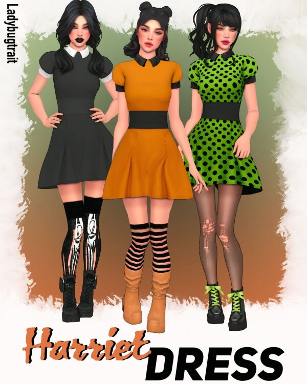 Harriet Dress by Ladybugtrait 1 Harriet Dress by Ladybugtrait Sims 4 CC