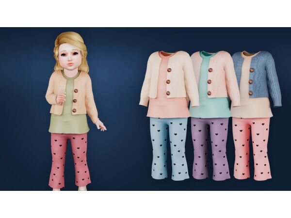 Heart Pattern Casual Outfit 1 Heart Pattern Casual Outfit Sims 4 CC