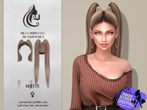 Stylish High Long Double Ponytails Sims 4 CC
