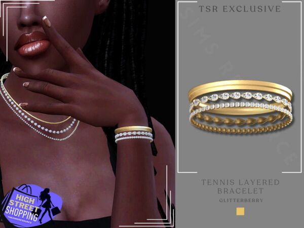 Trendy Tennis Layered Bracelet by Glitterberryfly 1 Trendy Tennis Layered Bracelet by Glitterberryfly Sims 4 CC