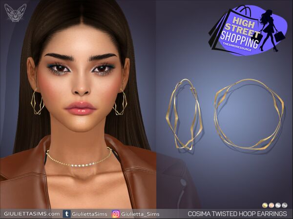 Stylish Cosima Twisted Hoop Earrings 1 Stylish Cosima Twisted Hoop Earrings Sims 4 CC