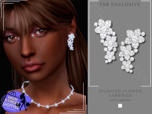 Stylish Diamond Flower Earrings 1 Stylish Diamond Flower Earrings Sims 4 CC