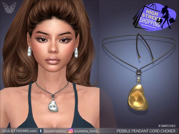 Stylish Pebble Pendant Choker 1 Stylish Pebble Pendant Choker Sims 4 CC