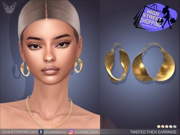 Stylish Twisted Thick Hoop Earrings 1 Stylish Twisted Thick Hoop Earrings Sims 4 CC