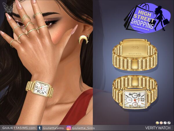 Stylish Verity Watch in 4 Stunning Colors 1 Stylish Verity Watch in 4 Stunning Colors Sims 4 CC