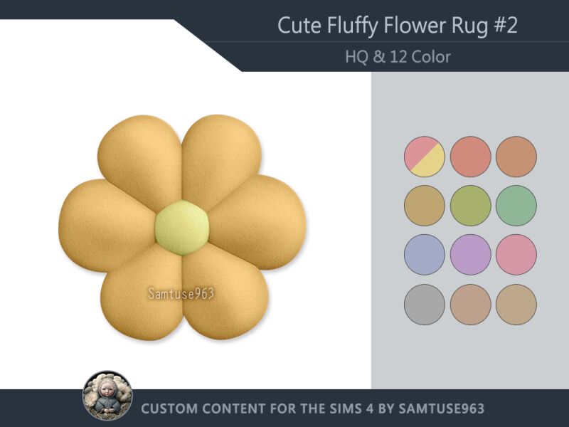 HQ Cute Fluffy Flower Dance Rug #2 2 sims 4 cc hq cute fluffy flower dance rug 2 samtuse963 2