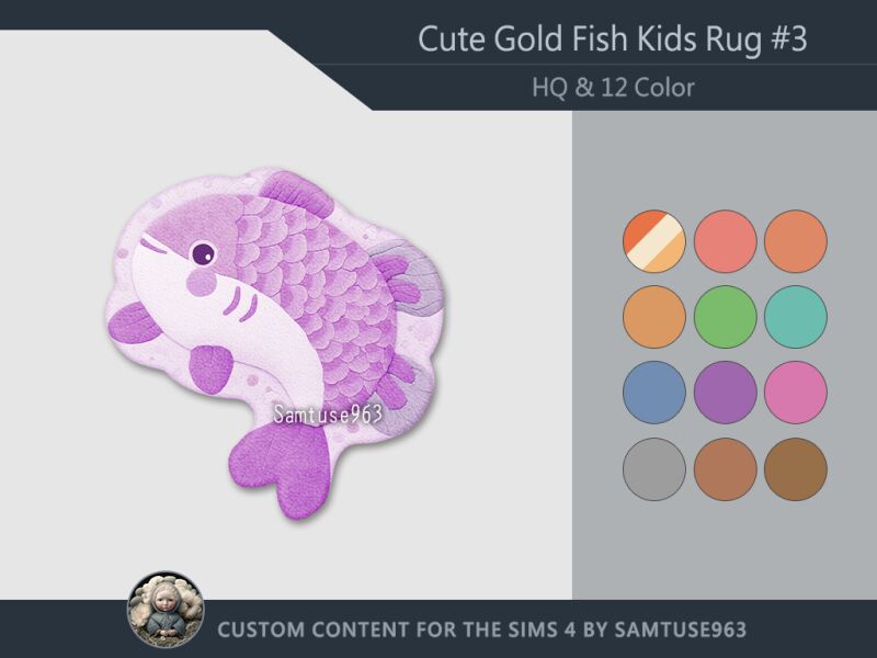 Cute Goldfish Kids Dance Rug for Playful Rooms 3 sims 4 cc hq cute goldfish kids dance rug 3 samtuse963 3