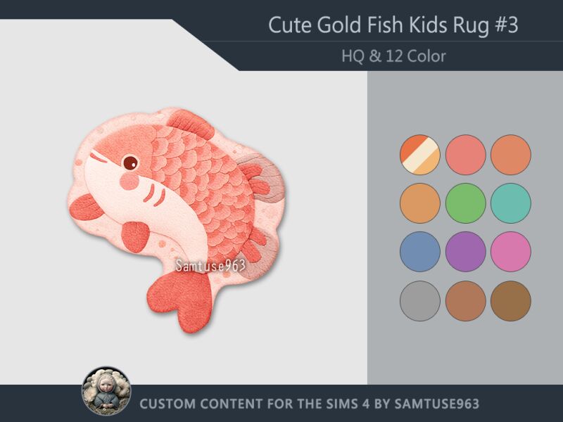 Cute Goldfish Kids Dance Rug for Playful Rooms 2 sims 4 cc hq cute goldfish kids dance rug 3 samtuse963 4