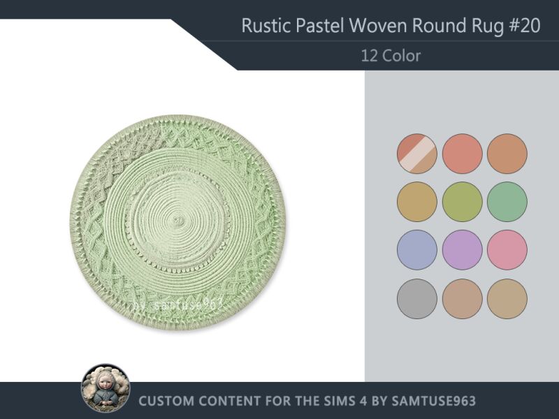 Rustic Pastel Woven Round Dance Rug 2 sims 4 cc hq rustic pastel woven round dance rug 20 samtuse963 3