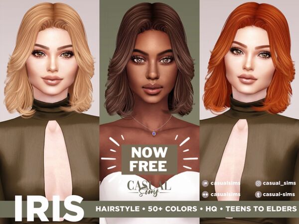 Iris Hairstyle Now Free (Bangs Version) by CasualSims 1 Iris Hairstyle Now Free (Bangs Version) by CasualSims Sims 4 CC