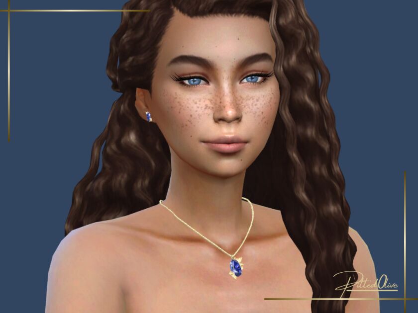 KAI Necklace - Sapphire Pendant with Floral Details 1 KAI Necklace – Sapphire Pendant with Floral Details Sims 4 CC