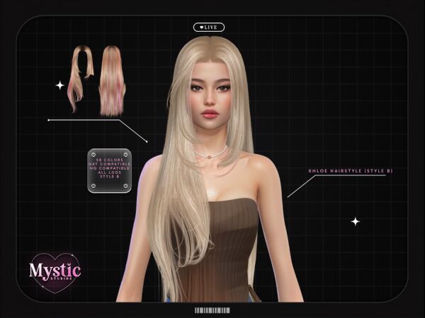 Khloe Hairstyle (Style B) by Mystic Studios 1 Khloe Hairstyle (Style B) by Mystic Studios Sims 4 CC
