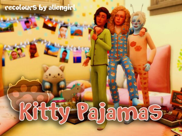 Cute Kitty Pajamas Recolor 1 Cute Kitty Pajamas Recolor Sims 4 CC