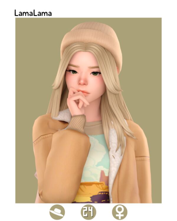 Lamalama | Hair Adeline 1 Lamalama | Hair Adeline Sims 4 CC