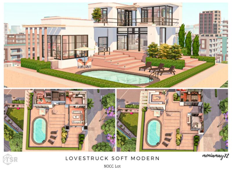 Lovestruck Soft Modern Nocc LOT 3 sims 4 cc lovestruck soft modern nocc lot by moniamay72 8