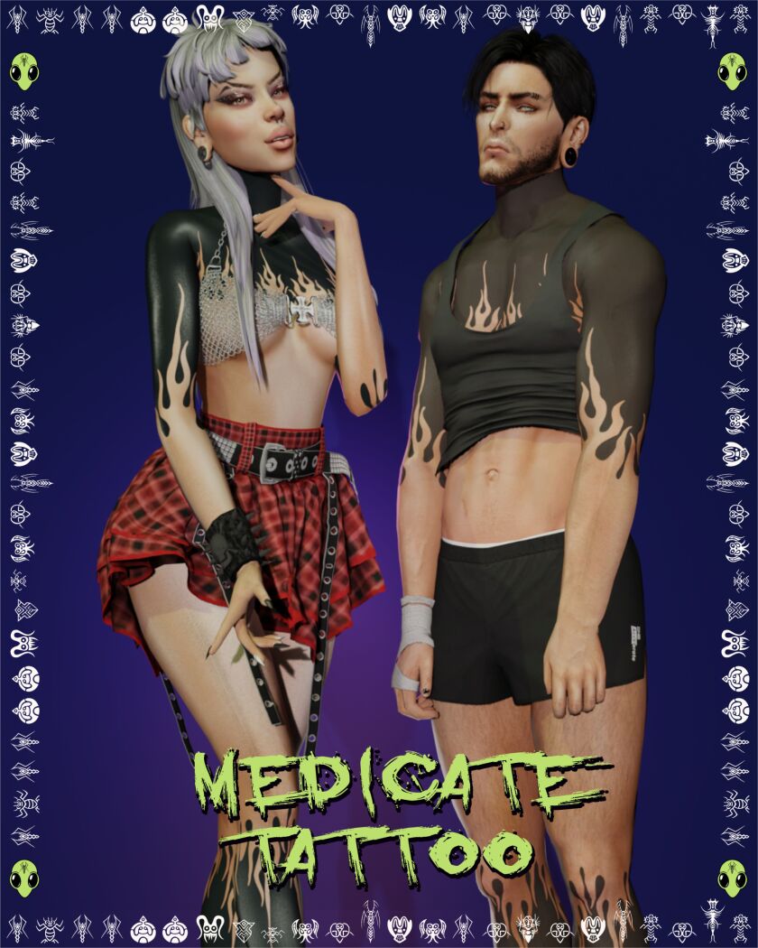 Medicate Tattoo - NOW Free! 2 sims 4 cc medicate tattoo now free for everyone 4