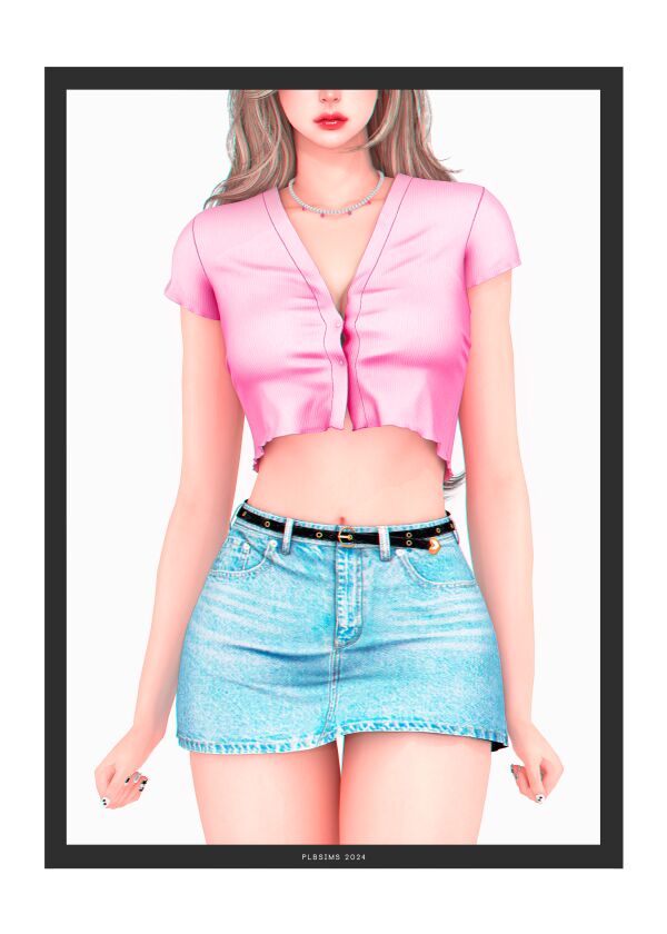 Cute Meow Top & Denim Skirt Color Swatches 1 Cute Meow Top & Denim Skirt Color Swatches Sims 4 CC