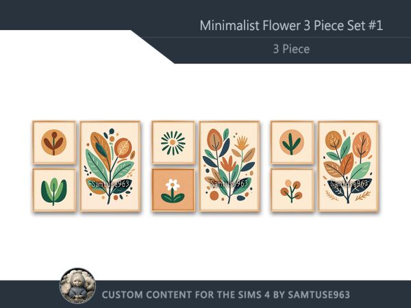 Minimalist Flower 3 Piece Set #1 1 Minimalist Flower 3 Piece Set #1 Sims 4 CC