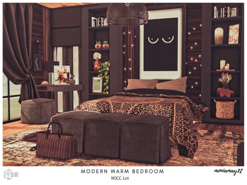 Modern Warm Bedroom 6 sims 4 cc modern warm bedroom 2