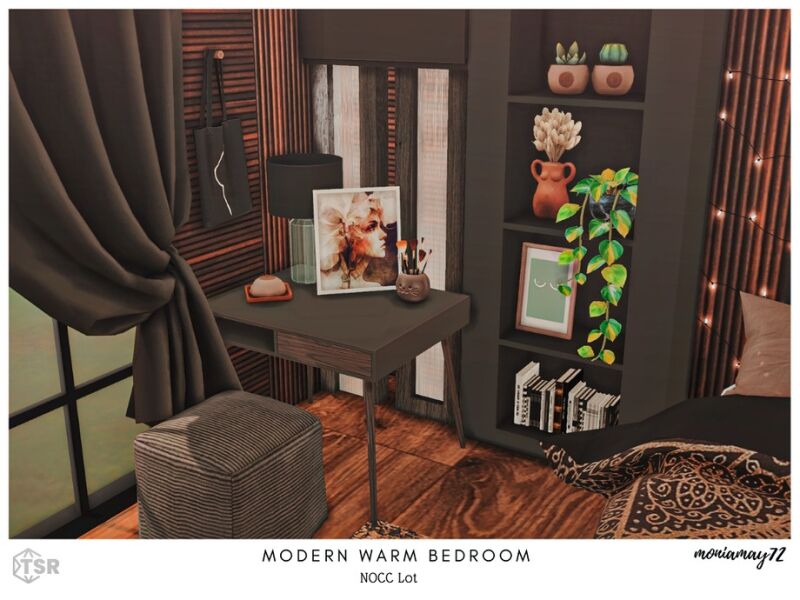 Modern Warm Bedroom 4 sims 4 cc modern warm bedroom 3