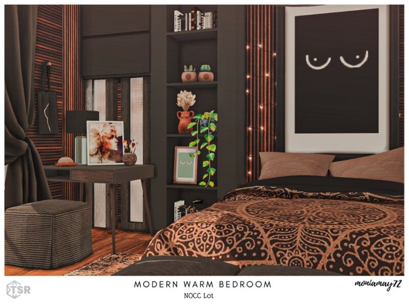 Modern Warm Bedroom 3 sims 4 cc modern warm bedroom 5