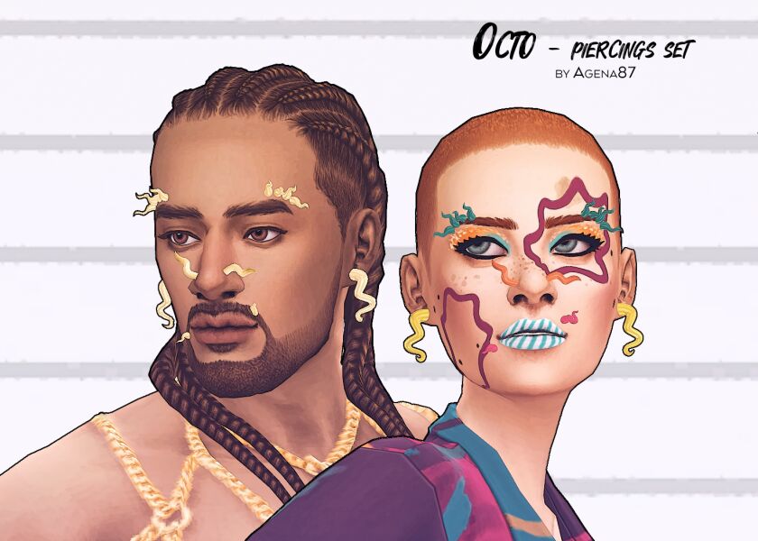Octo - A Piercings SET 1 Octo – A Piercings SET Sims 4 CC