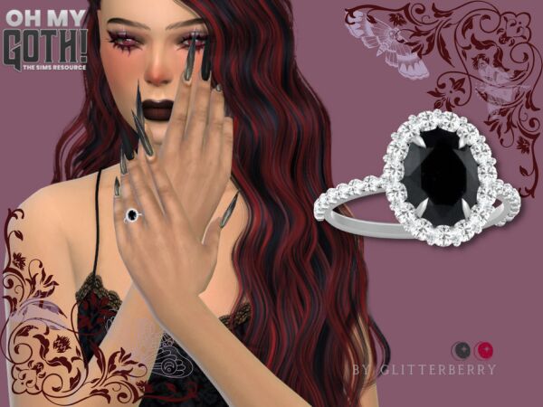 Gothic Black Diamond Engagement Ring 1 Gothic Black Diamond Engagement Ring Sims 4 CC