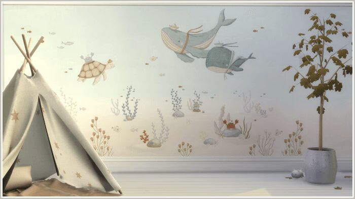 Panoramic Wallpaper for Nursery 4 sims 4 cc panoramic wallpaper for nursery by philo 2
