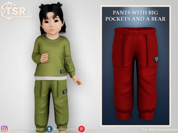 Pants With BIG Pockets And A Bear 1 Pants With BIG Pockets And A Bear Sims 4 CC