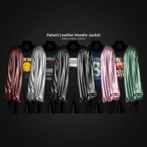 Patent Leather Hoodie Jacket by Gorillax3 Sims 4 CC