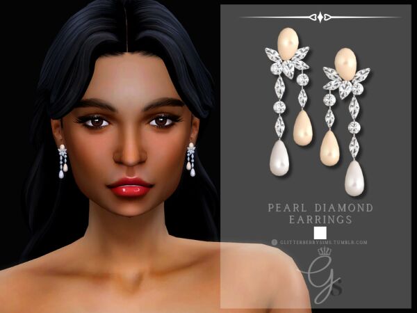 Pearl Diamond Earrings by Glitterberry Sims 1 Pearl Diamond Earrings by Glitterberry Sims Sims 4 CC