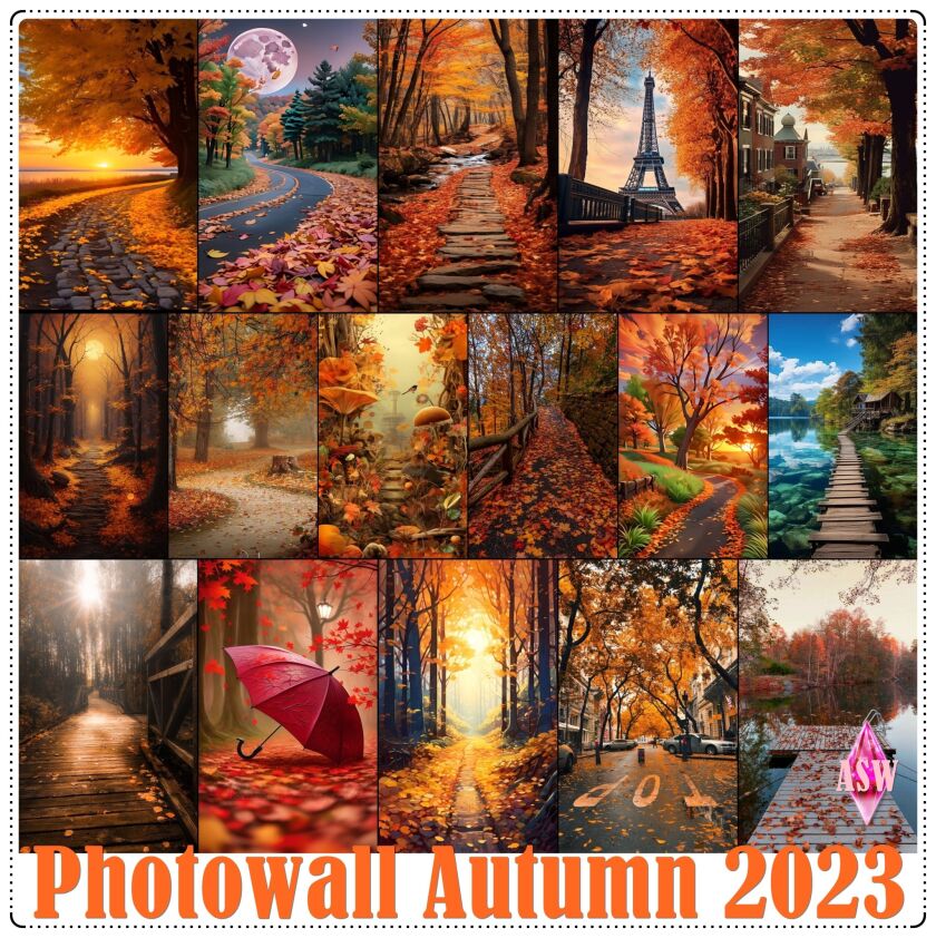 Stunning Autumn Photowall for Your Home 2 sims 4 cc photowall autumn 2023 mesh by ea moschino stuff 2